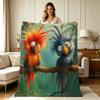 All Season Flannel Throw Blanket with Cute Cartoon Tropical Bird Print Soft Warm Cozy Lightweight Decorative Throw Blanket for Sofa Couch Chair Living