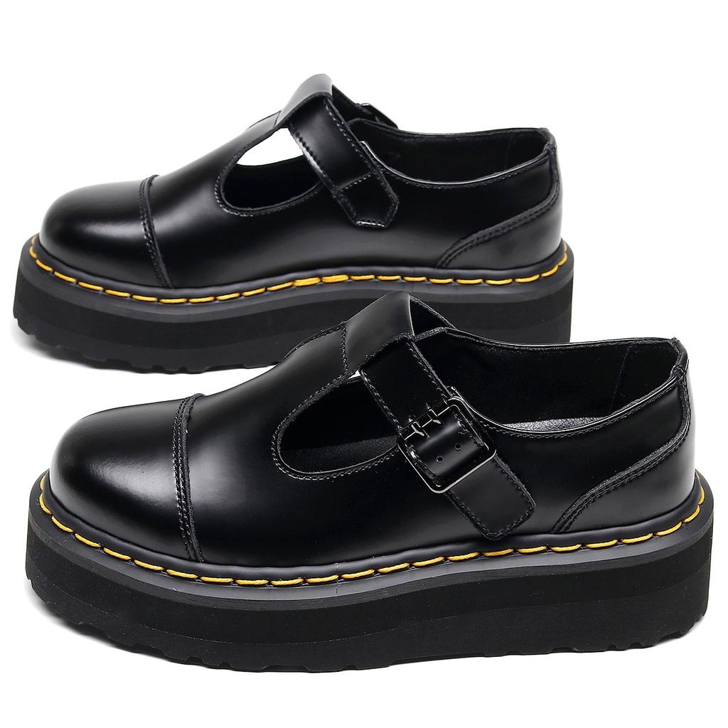 No foot grinding = lightweight thick-soled T-word Mary Jane women's small leather shoes genuine leather casual office student Martin short boots