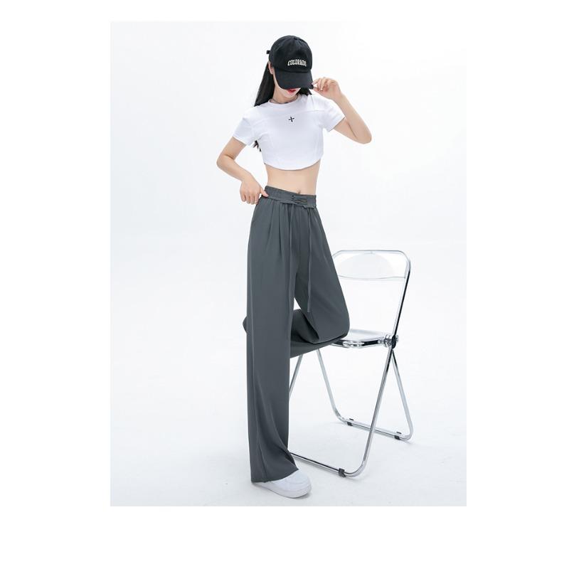 New Ant Waist Wide-leg Suit Pants Straight Loose Draping High Waist Casual and Versatile Slim Floor-moving Women's Pants