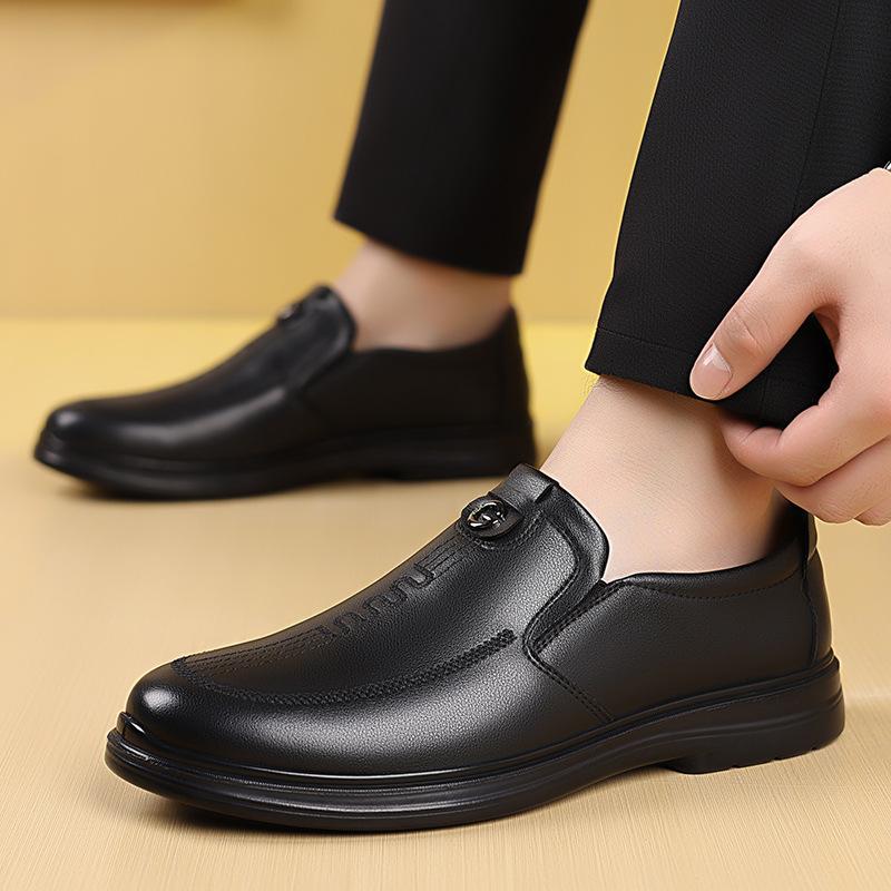 Fashion Business Soft Leather Shoes for Men 2025 Autumn New Designer Loafers Male Solid Color Wear-resisting Middle-aged Man Shoes