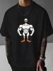 Unisex Loose Cotton Tee Muscular Duck Graphic Print Casual Street Gym Animal Short Sleeve T Shirt For Young Male Daily Basic Wear