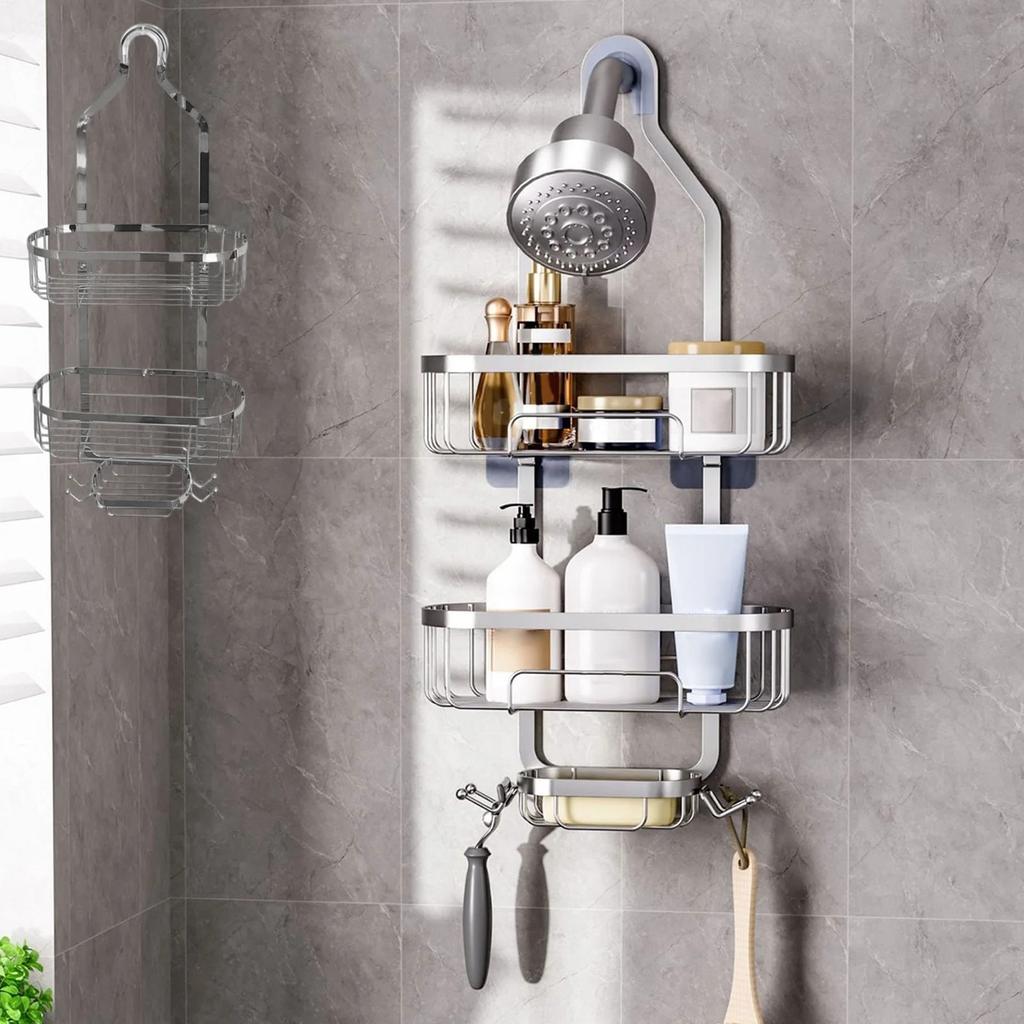 Bathroom Shower Hanging Rack,Stainless Steel Over Shower Head Caddy,Multifunctional Shower Rack For Storage Of Bath Products,Soap,Towels,Toiletries