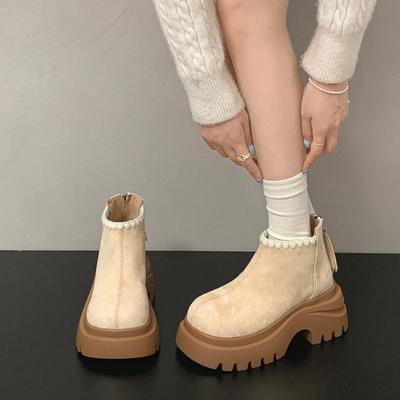 Retro Thick Heel Platform Boots Women's  New Autumn Versatile Snow Short Boots Women Shoes
