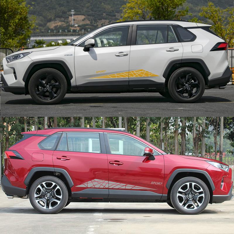 2Pcs Car Side Door Stickers For Toyota RAV4 Tuning Accessories Auto Vinyl Film DIY Sport Styling Decoration Decals