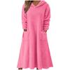 Women's Hooded Long Sleeve Loungewear Dress - Loose Fit Casual Dress for Home
