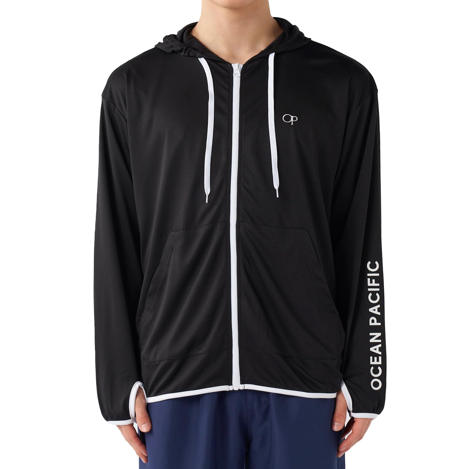 

Ocean Pacific Men s Rash Guard, UV Protection, Hoodie, Solid Color, Sizes M-5L, Black, 515460