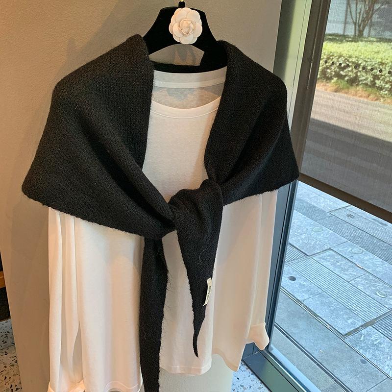 Solid Color Triangular Scarf, Brushed Shawl, Oversized Outer Layer, Autumn and Winter Korean Warm Triangular Scarf, Knitted Scarf