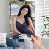 Hisun Tin Sign HD Metal Tin Sign Elegant Asian Beauty In Dark Blue Slip Dress At Beach Cafe Wall Art Retro Metal Plaque for Home Decor X Inc