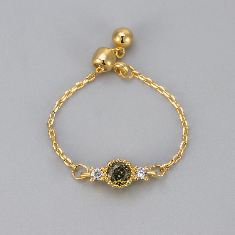 Olive Green Chain Soft Ring For Women Adjustable Drawstring Design Niche Fashion Versatile Finger Ring Jewelry opening adjustable