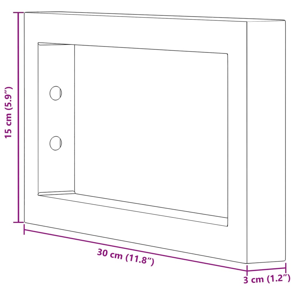 Washbasin Mounting Brackets 2 pcs Black Rectangular Steel