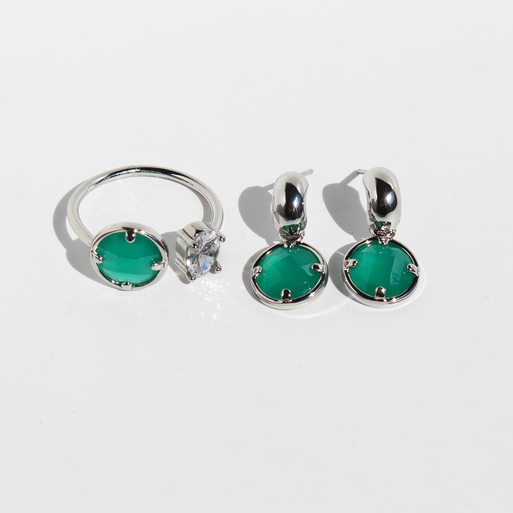 Poly's Originale Minimalistiske og Kjølige Sølv Øredobber, Allsidig Nasjonal Stil Nye Kinesiske Akvamarin Små Ørestikker 223