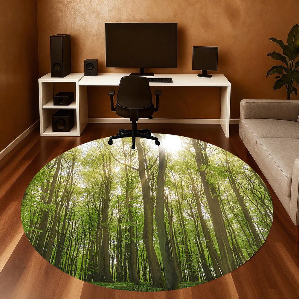 1pc forest nature Round Chair mat Area Rug - Non-Slip, Floor Mat for Office, Bedroom, and Indoor Decor c1118199