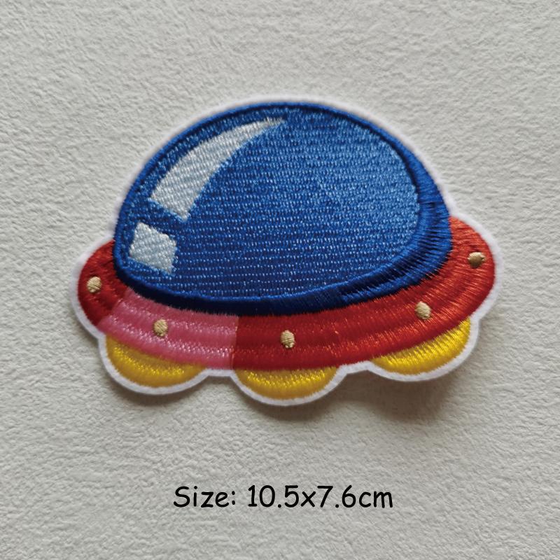Alien Planet Rocket Patch Iron On Embroidered Sew On Sun Astronaut Jet Aircraft Meteorite Patch Fabric New Heat Transfer Garment Accessory DIY