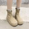Woman Ankle Boots 2026 Autumn Fashion Platform Flats Shoes Female Round Toe Comfortable Non Slip Outdoor Short Boots Botas Mujer
