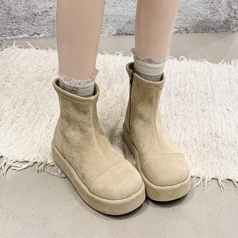 Woman Ankle Boots 2026 Autumn Fashion Platform Flats Shoes Female Round Toe Comfortable Non Slip Outdoor Short Boots Botas Mujer