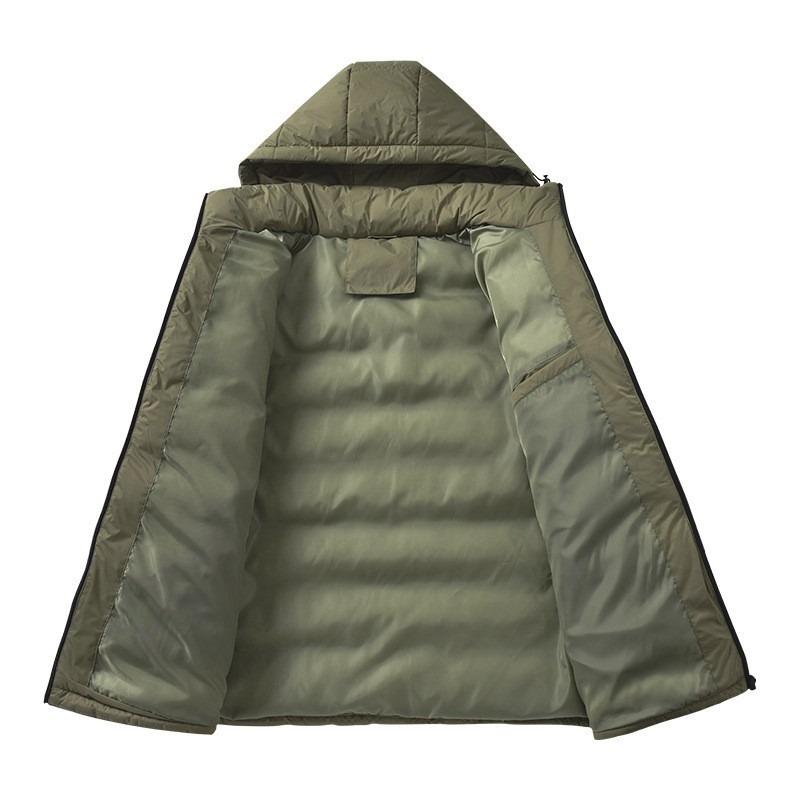 European Size Padded Coat Men's Winter New Solid Color Loose Hooded Padded Jacket Casual Padded Jacket Men's Coat