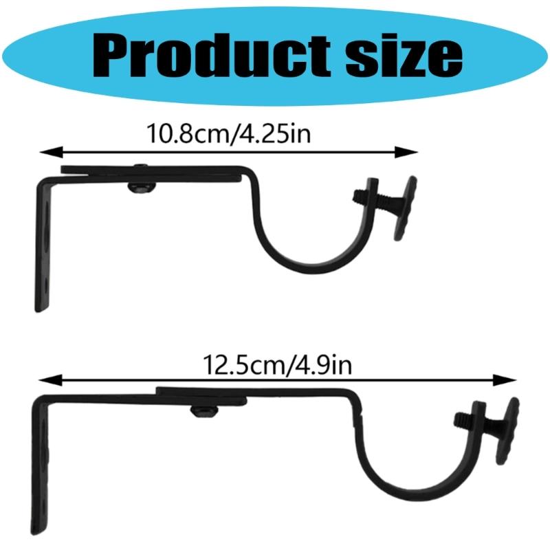 4Pcs Curtain Rod Brackets Adjustable Curtain Rod Holder Drapery Rod Stand Window Curtain Rod Support Hanger Hardware