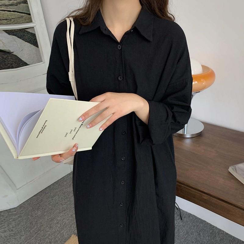 Women's Cotton And Linen Sunscreen White Shirt Can Be Worn Outside Summer New Style All-match Loose Casual Blouse Mid-length Shirt Skirt
