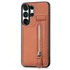 Zipper Magnetic Carbon Fibrer Cards Solt Wallet Phone Case For Samsung S25 Ultra S24 Plus S23 A17 A07 Kickstand Flip Cover