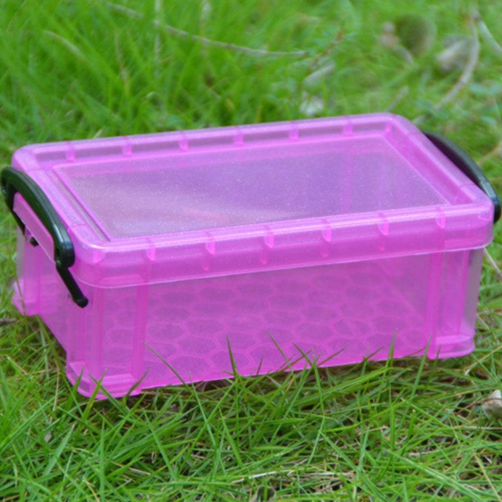 0.28 Liter Storage Box Candy Color Locking Lid Plastic Sorting Box Mini Size Transparent Art Stationery Box