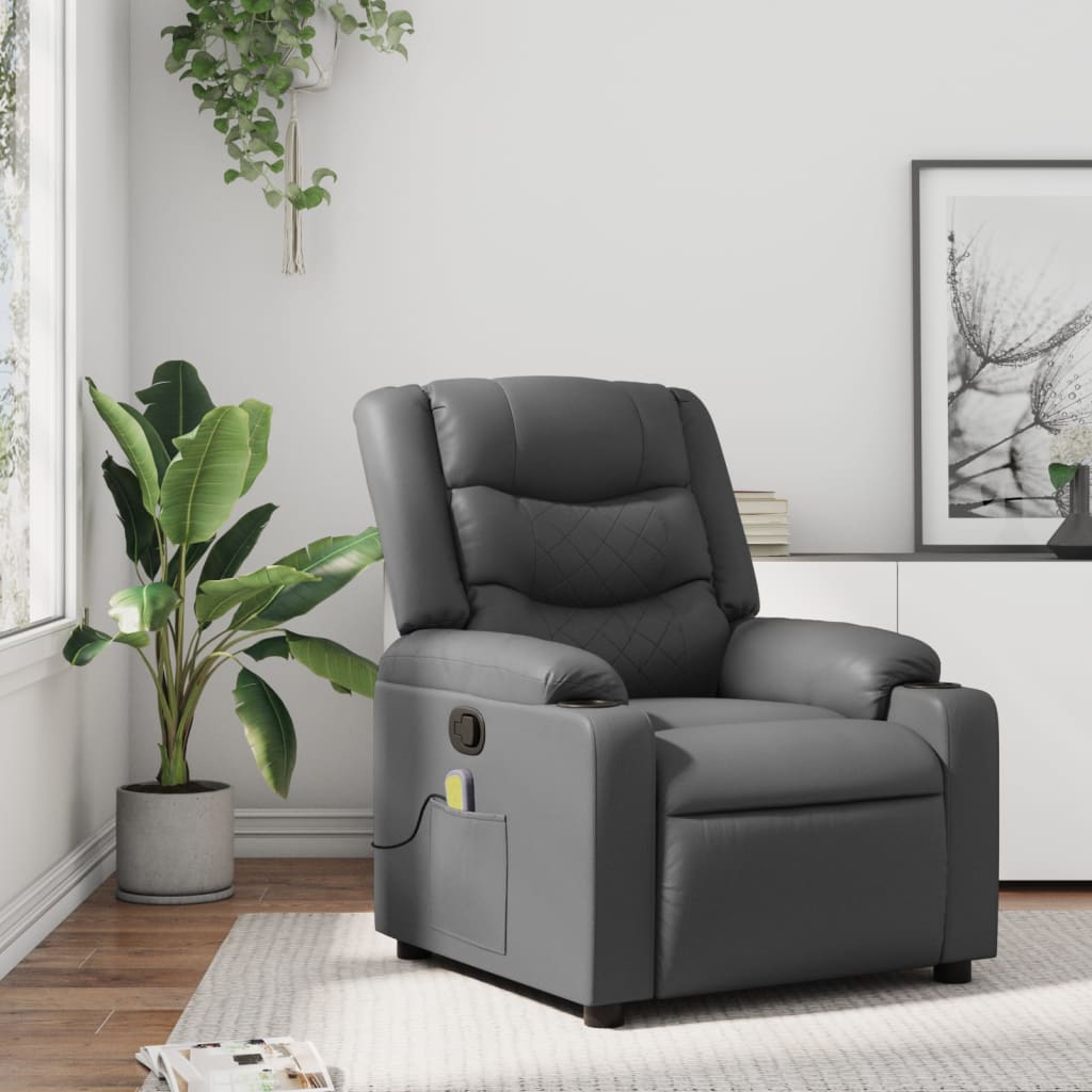 Massage Chair Relaxation Chair Grey Artificial Leather