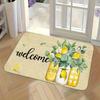 Fußmatte Zitrone und Floral mit Willkommen, Langlebige Innen- und Außenmatte für Eingang, Schlafzimmer, Waschküche Willkommen Matte