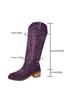 New Large Retro Embroidered V-neck Women's Autumn and Winter Coarse Heel Middle Tube Internet Red Knight Boots Short Boots