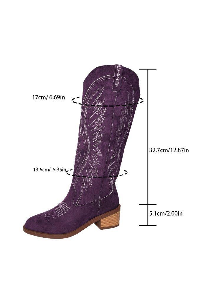 New Large Retro Embroidered V-neck Women's Autumn and Winter Coarse Heel Middle Tube Internet Red Knight Boots Short Boots