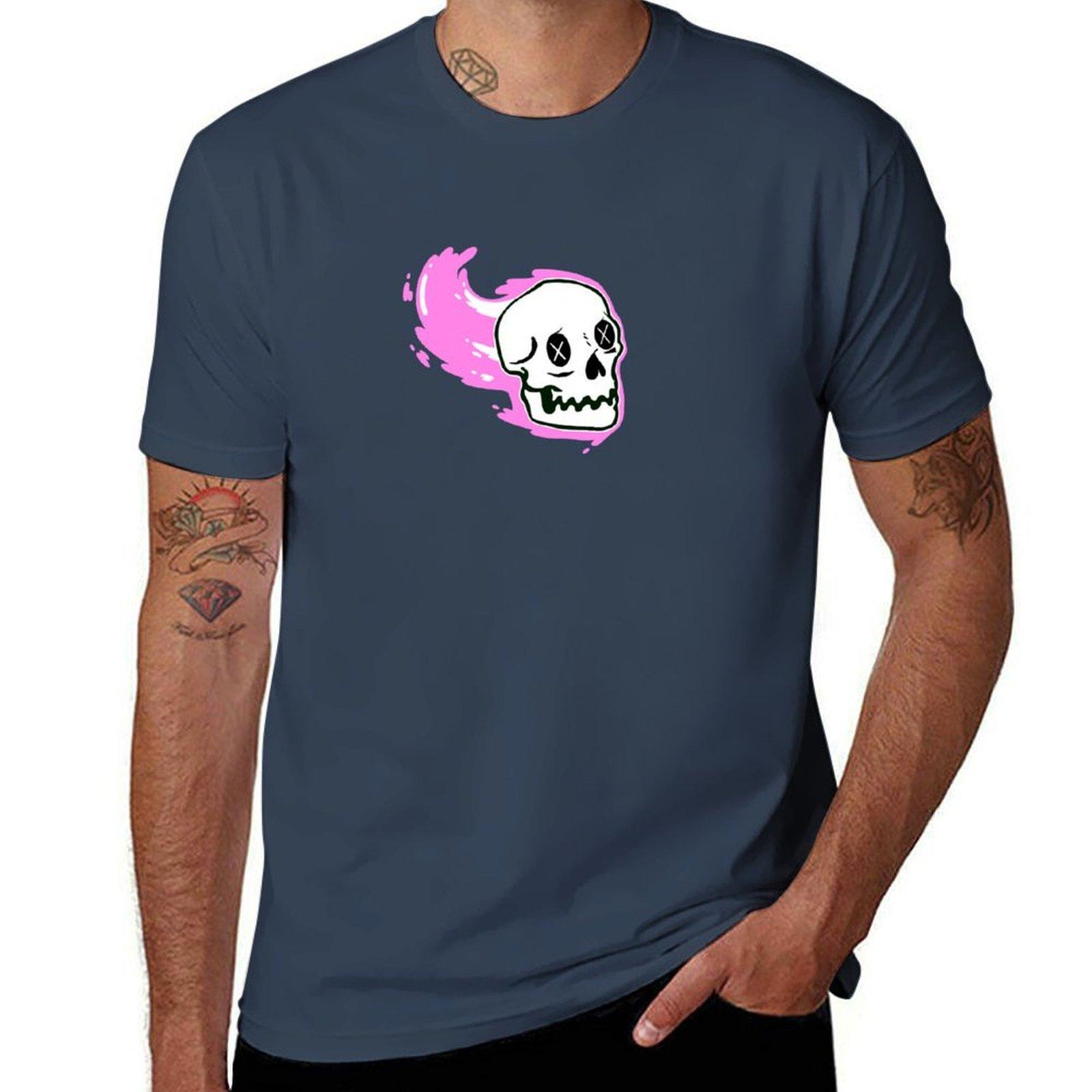 Pink Flow Skull Tshirt Stain Resistant Casual Tee S