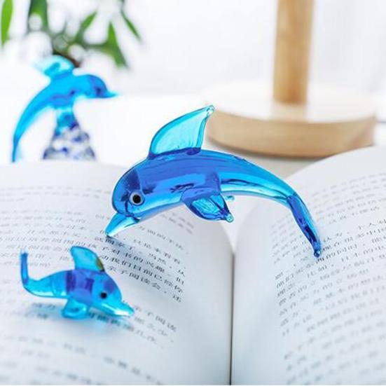 Dolphin Statue Clear Vivid Colorful Lovely Small Animal Glass Miniature Home Decoration