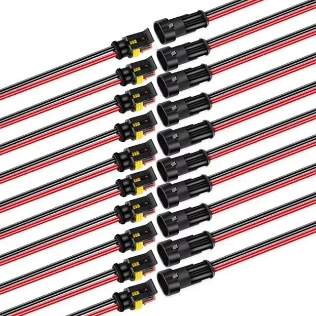 20/10pcs Waterproof Automotive Male Female Electrical Connectors Plug 2-Pin Way with Wire for Car Motorcycle Scooter Marine