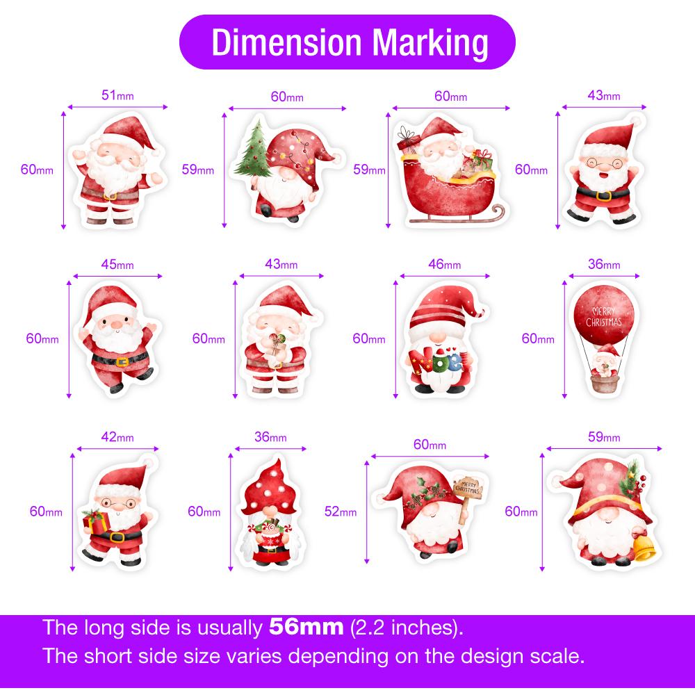 Cartoon Christmas Santa Claus Elf Gnome Stickers for DIY Crafts Kids Toys Waterproof Decal Luggage Freezer Box Bottle Decorative