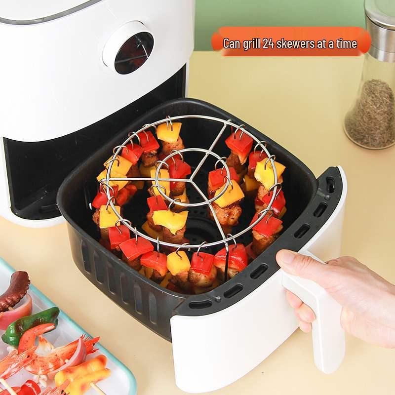 24-Skewer Stainless Steel Air Fryer and BBQ Rack for Vertical Grilling