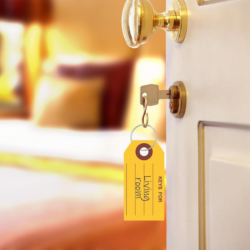 500 Pcs Key Tags with Rings 1.38 X 2.76 Inches Key Chain Tags Labels for Box Keychain Office Shop Car Supplies(Yellow)