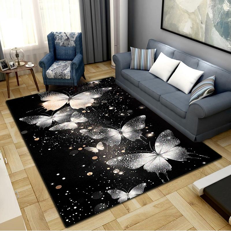 Butterflies Carpet Rug for Living Room Bedroom Home Sofa Decoration,Kids play Non-slip Floor Mat