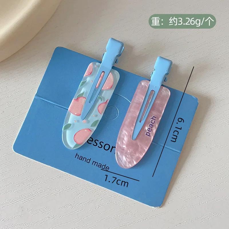 1/1pcs Candy Color Fruit Hair Bang Clip Summer Hairpin No Crease Acrylic Barrette Hair Side Clamp For Girl Hair Accessories