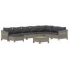 Vidaxl 9-Cz. Garden Lounge Set, Cushions, PE Rattan, Grey