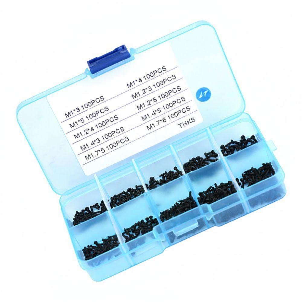 1000Pcs M1 M1.2 M1.4 M1.7 Screw Assortment Kit Tiny Screws  For DIY Electronic and Laptop Repair