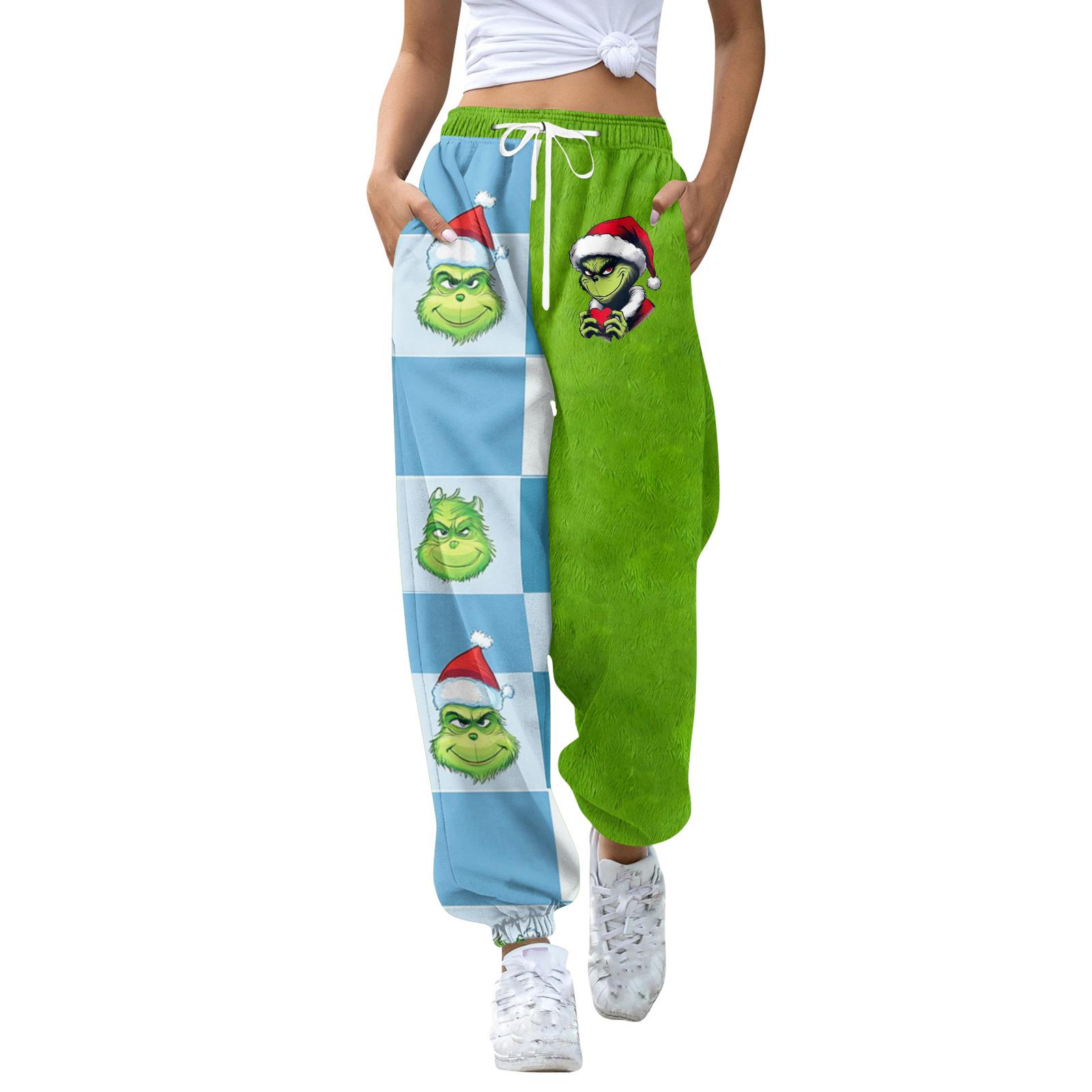 

Женские повседневные модные спортивные штаны с рождественским принтом, кулиской на поясе и манжетами на штанинах S