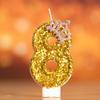 1pc Golden Crown Number 0-9 Cake Decor Candles for Birthday Wedding Anniversary Party DIY Cake Decoration Supplies