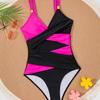 New Summer Deep V Contrasting Color One-piece Swimsuit Gathering Cross Women's Beach Swimsuit Suit Sexy