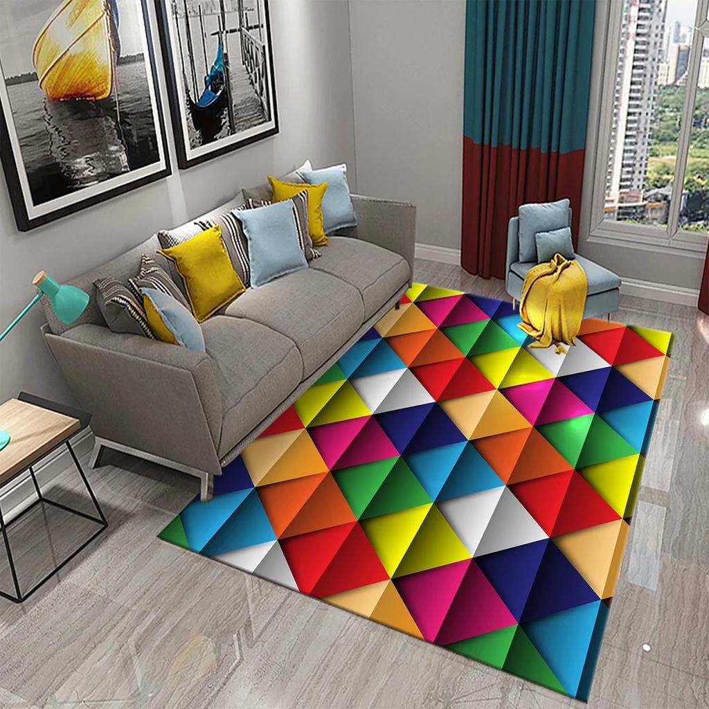 Glänzender Diamant Schwarz Teppich Kreatives Design Teppich für Erwachsene Modern Abstrakt Geometrische Teppiche Schlafzimmer Wohnzimmer Bereich Dekor Fußmatte