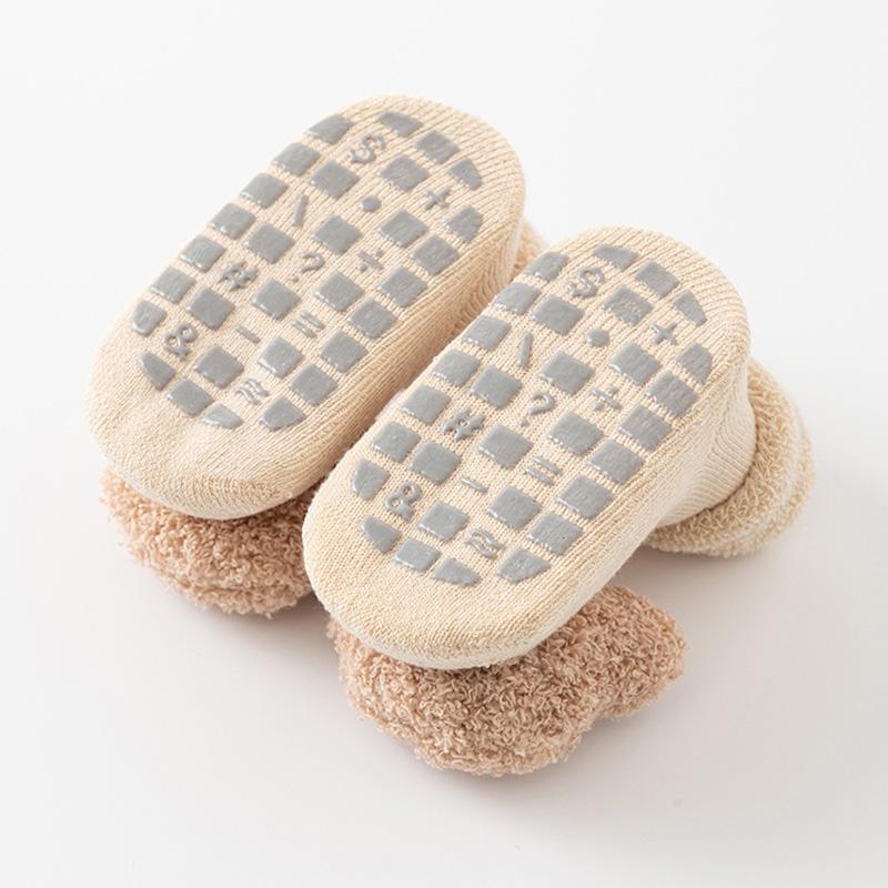 1Pair Middle Tube Socks Winter Cotton Cute Thick Boy Bear Baby Socks Girls Anti Slip Soled Toddler Floor Socks Soft