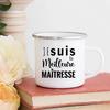 Creative Merci Maîtresse Print Mugs Coffee Cups Drinks Water Milk Cup Enamel Mug School Home Handle Drinkware Gift for Maîtresse