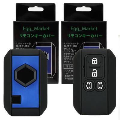 Egg_Market [S34E] Suzuki Smart Key Case Cover Black/Blue Spacia Custom Spacia Gear Wagon R Smile Solio Flare Wagon Custom