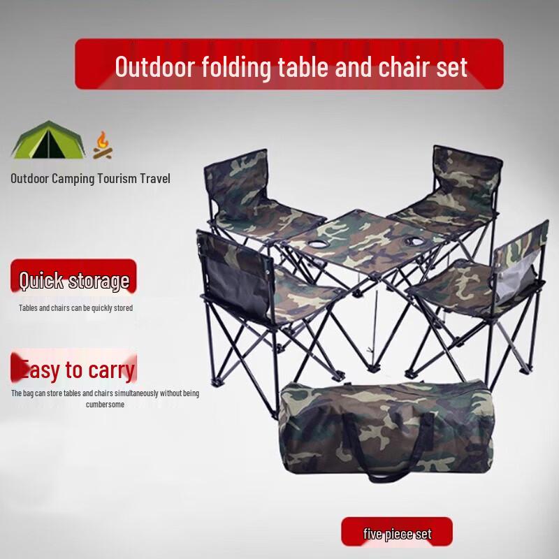 Makizaza Outdoor Folding Camping Table and Chair Set (5-Piece)