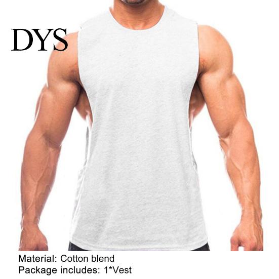 Sleeveless Vest Men Solid Color Loose Summer Round Neck Top for Fitness