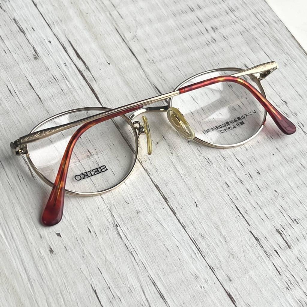 Used SEIKO Domestic Vintage Eyeglasses Frame Glasses Round Type EL-0874 GOLD Gold Women's Eyewear 4819-140