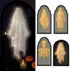 Halloween Ghost Mirror Spooky Hologram Ghost Skeleton Mirror with LED Light for Halloween Home Bedroom Decor