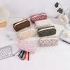 Cartoon Fresh Floral Pen Bag Large Capacity Portable Stationery Bag Multifunctional Pencil Case Gift